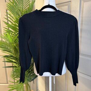 Zara Black Knit Fitted Long Sleeve Shirt Size M